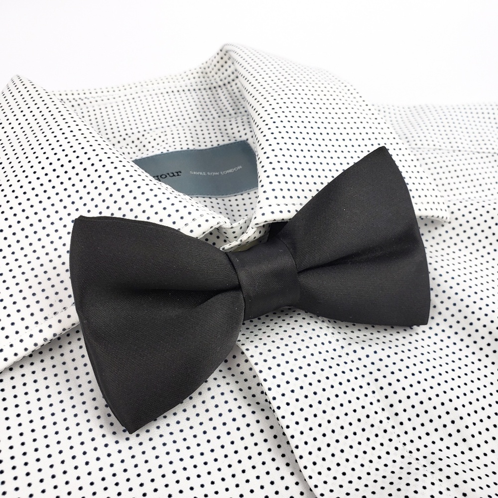Men's H&M Pre-tied Satin Neck Bow Tie Black Men's